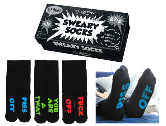 Sock Academy - SWEARY SOCKS - 3 Matching Pairs of Socks |Cockney Spaniel