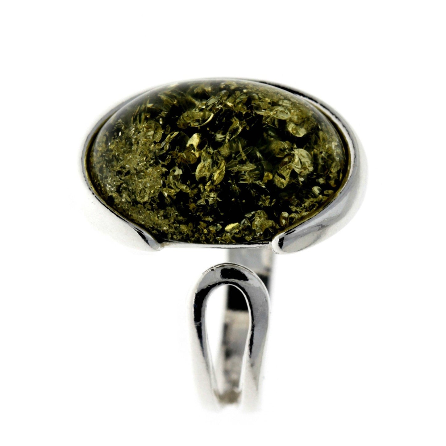 SilverAmber Jewellery - 925 Sterling Silver & Baltic Amber Classic Adjustable Ring - GL464