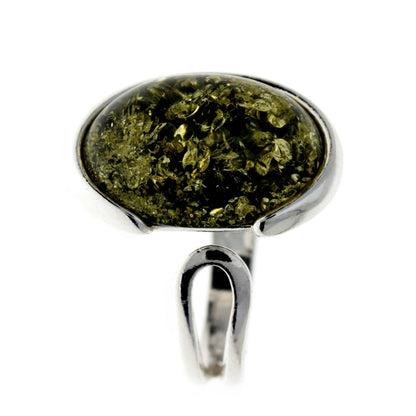 SilverAmber Jewellery - 925 Sterling Silver & Baltic Amber Classic Adjustable Ring - GL464