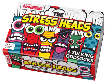 Sock Academy - THE STRESS HEADS | 6 Odd Socks Gift Box - United Oddsocks