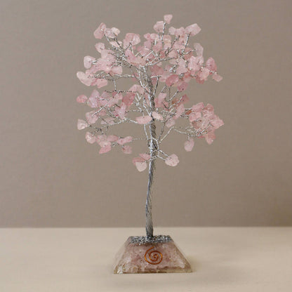 Ancient Wisdom - Rose Quartz Gemstone Tree with Orgonite Base