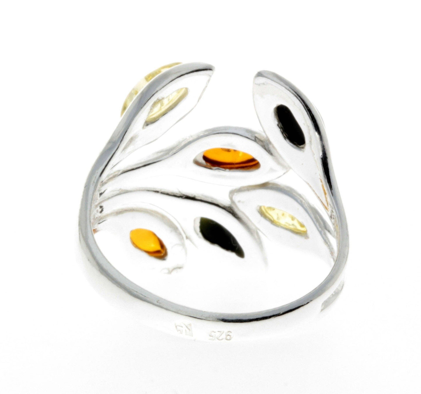 SilverAmber Jewellery - 925 Sterling Silver & Baltic Amber Modern Ring - M723
