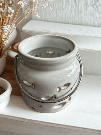 Ceramic Fish Tealight Candle  Holder – Coastal Lantern with Cut-Out Design, 7.8 cm