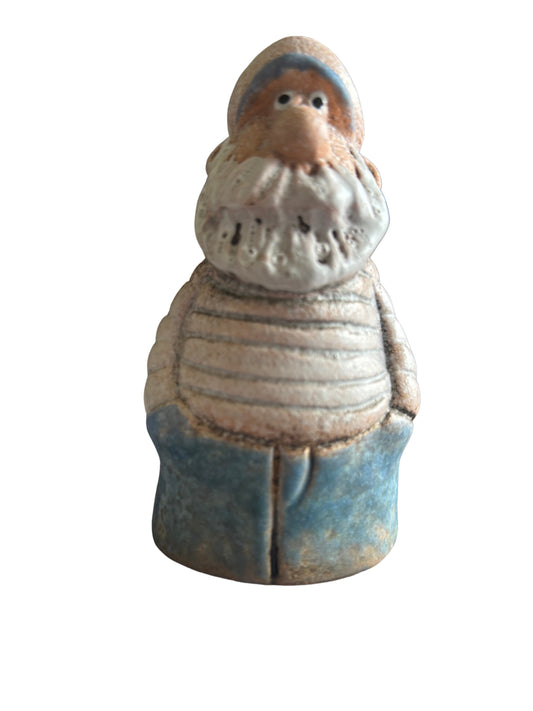 Small Blue Boat Man Ceramic Fisherman Figurine – Coastal Nautical Ornament | Gift 9.3 cm