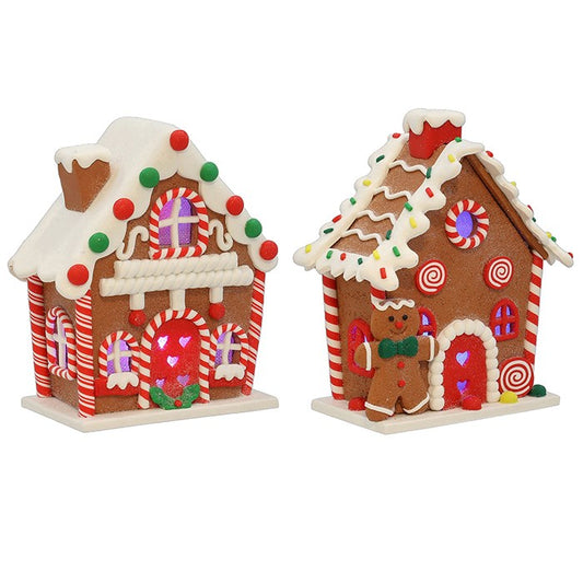 Xmas Cookie LED Gingerbread House Decoration – Medium Ceramic Christmas Ornament