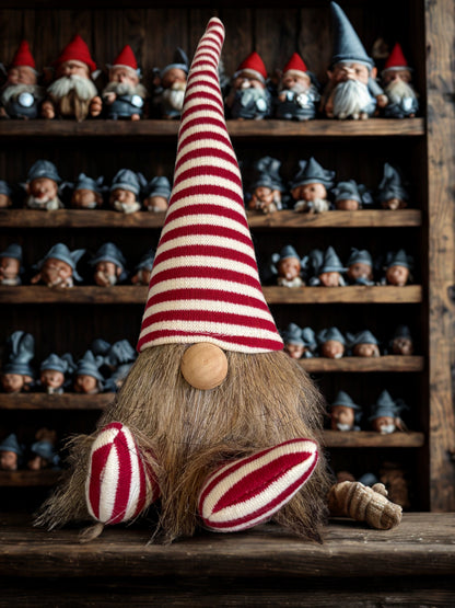 Red & White Striped Not Only for  Christmas Gonk Decoration – Nordic Sitting Gnome, 29 cm