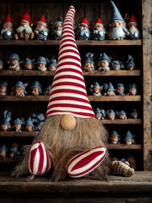 Red & White Striped Not Only for  Christmas Gonk Decoration – Nordic Sitting Gnome, 29 cm