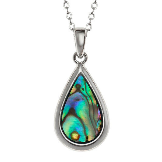 Blue Teardrop Necklace – Paua Shell Pendant on Trace Chain