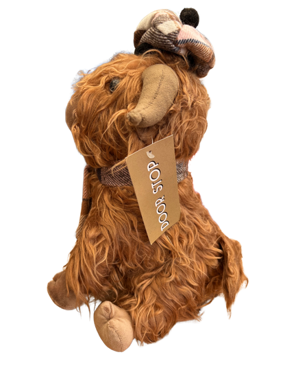 Highland Cow Door Stop 30 cm - Tartan Fabric Animal Doorstop for Home