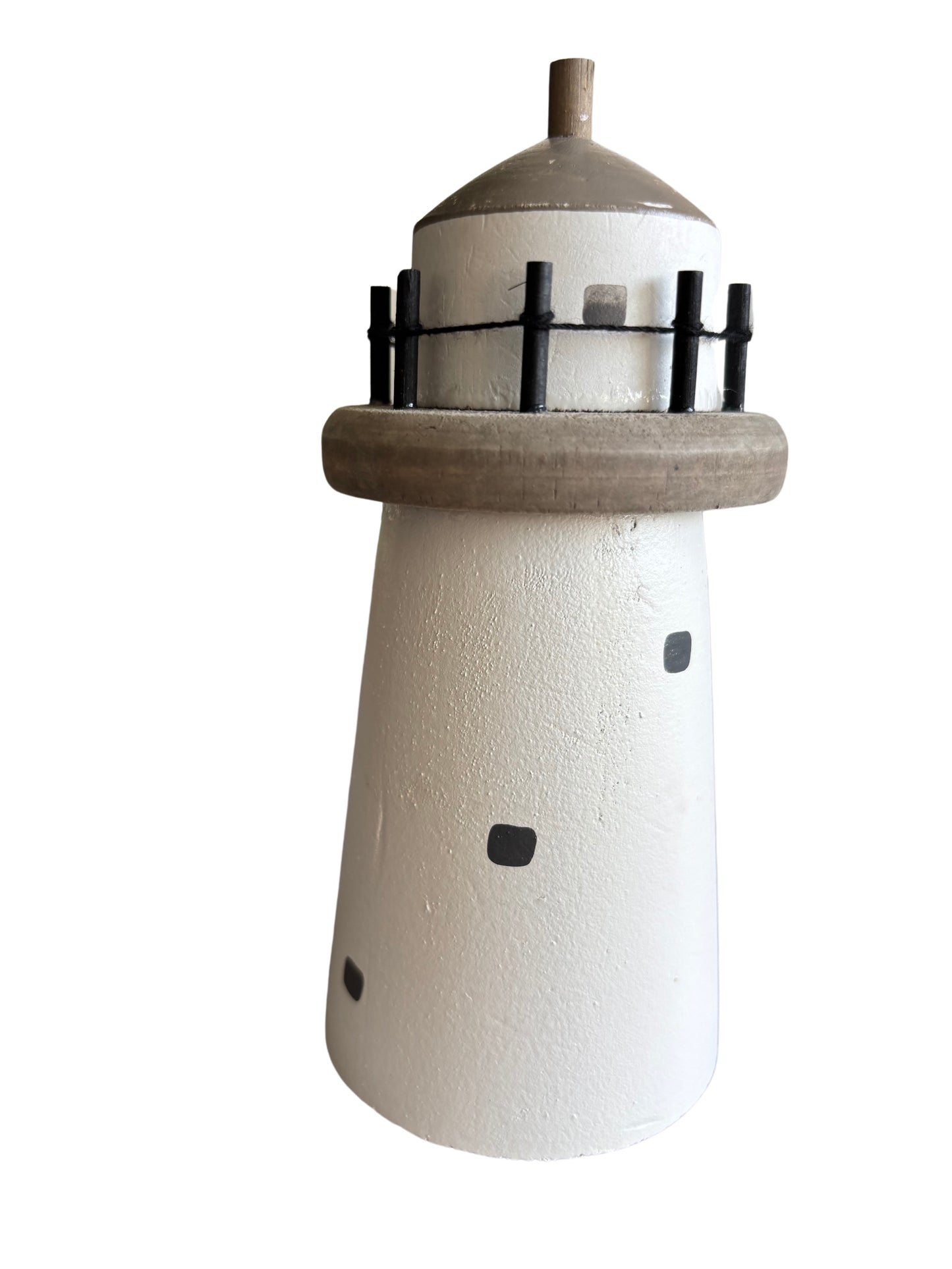 Rustic Wooden Lighthouse Ornament – Nautical Coastal Home Decor 14 cm