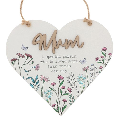 Sweet Meadow Hanging Heart for Mum – Sentimental Gift Plaque