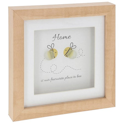 Pebble Glass Square Plaque Bee – Decorative Keepsake Home Decor