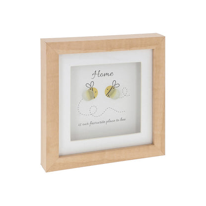 Pebble Glass Square Plaque Bee – Decorative Keepsake Home Decor