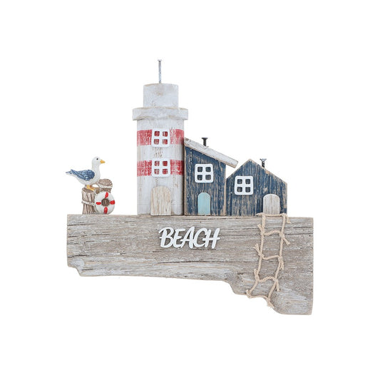 Sandy Bay Hanging Plaque Lighthouse & Houses – Coastal Nautical Wall Decor
