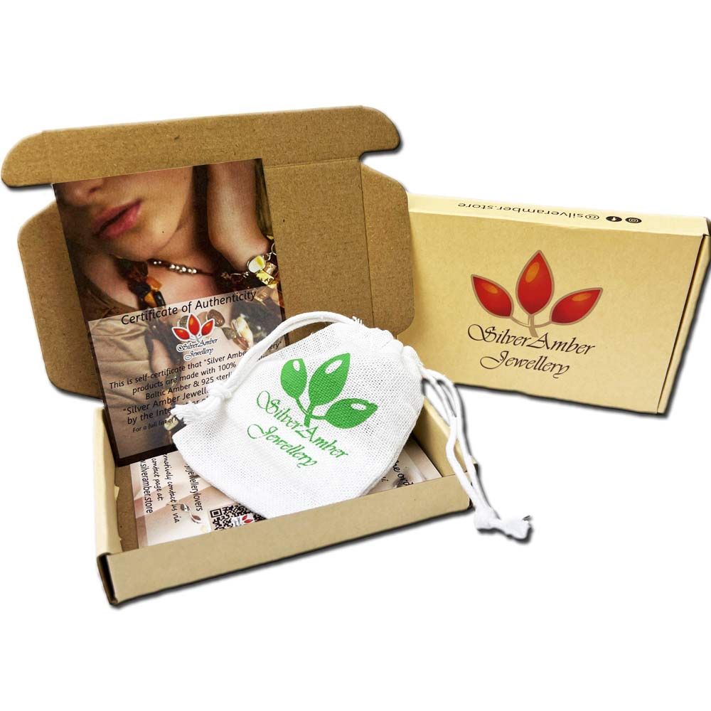 Sterling Silver Baltic Amber Link Bracelet – Elegant Cognac Amber Chain Bracelet