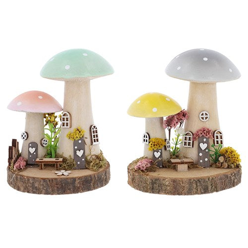 Spring Folk Art Double Cottage Ornament (Tall) – Whimsical Home Decor