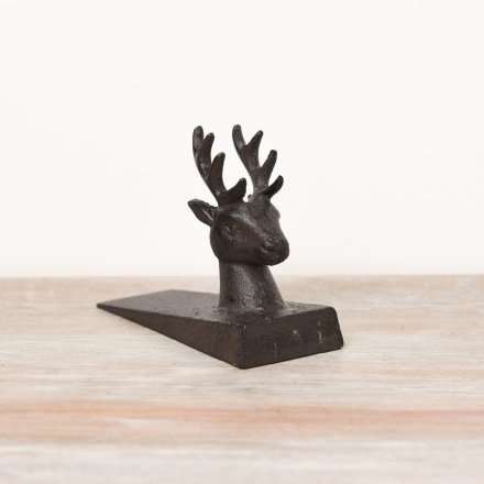 Cast Iron Stag Door Wedge – Rustic 13.5cm Deer Head Doorstop
