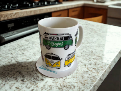 Volkswagen Campervan Mug & Coaster Set – Official Licensed Gift