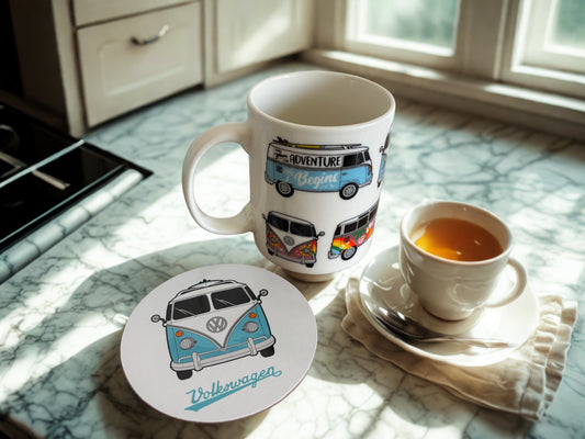 Volkswagen Campervan Mug & Coaster Set – Official Licensed Gift