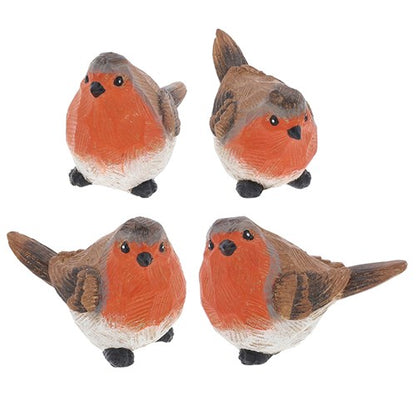 Wood Look Robin Mini or Small  Ornament – Carved Birds Decorative Figure