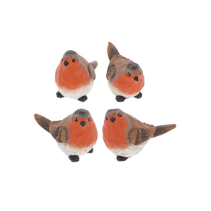 Wood Look Robin Mini or Small  Ornament – Carved Birds Decorative Figure
